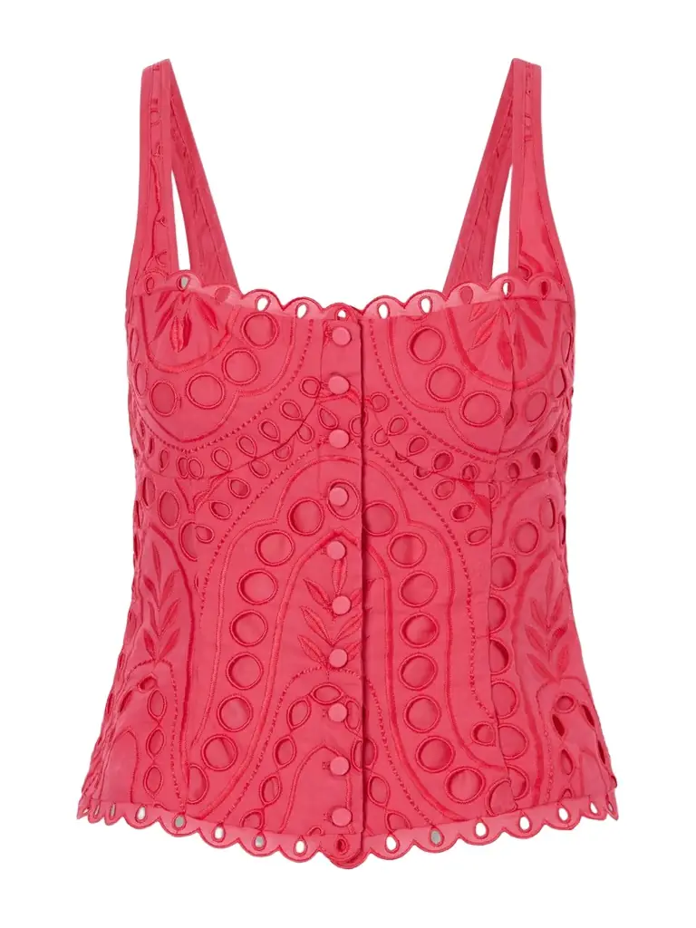 Charo Ruiz Nereus Cropped Broderie Anglaise Cotton-blend Top