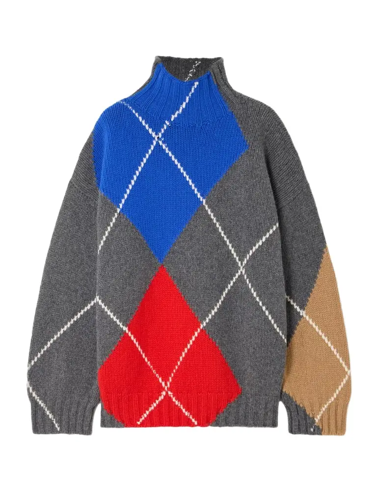 JW Anderson + Pringle Argyle Wool Turtleneck Sweater
