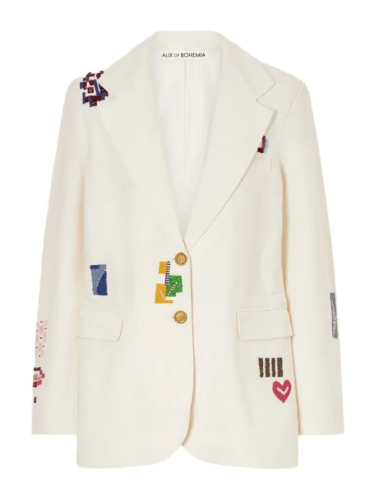 ALIX OF BOHEMIA Afternoon Abstract Tile Bead-embellished Silk Blazer