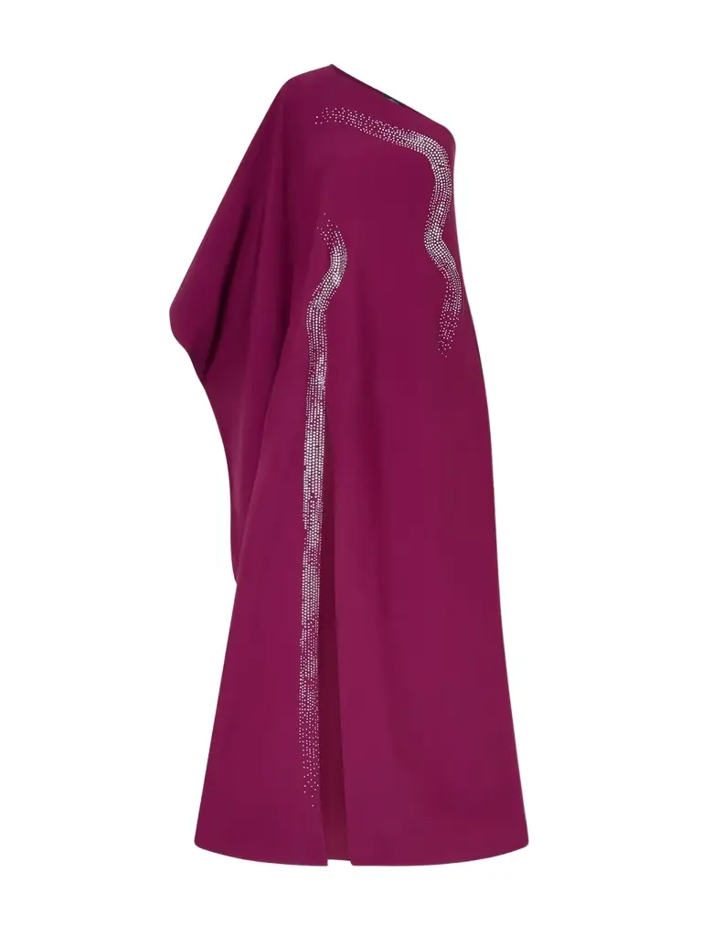 Taller Marmo Palladium One-shoulder Crystal-embellished Crepe-cady Gown