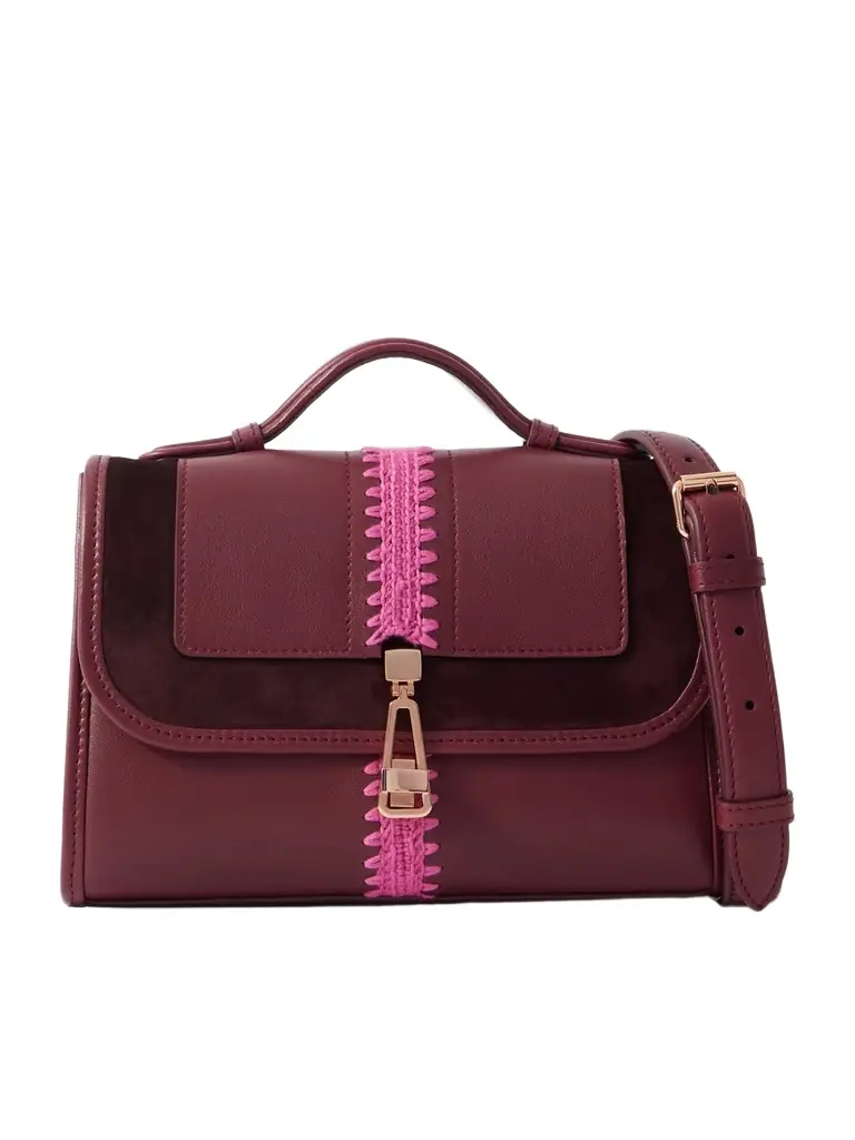 Gabriela Hearst Leonora Small Crochet And Suede-trimmed Leather Shoulder Bag