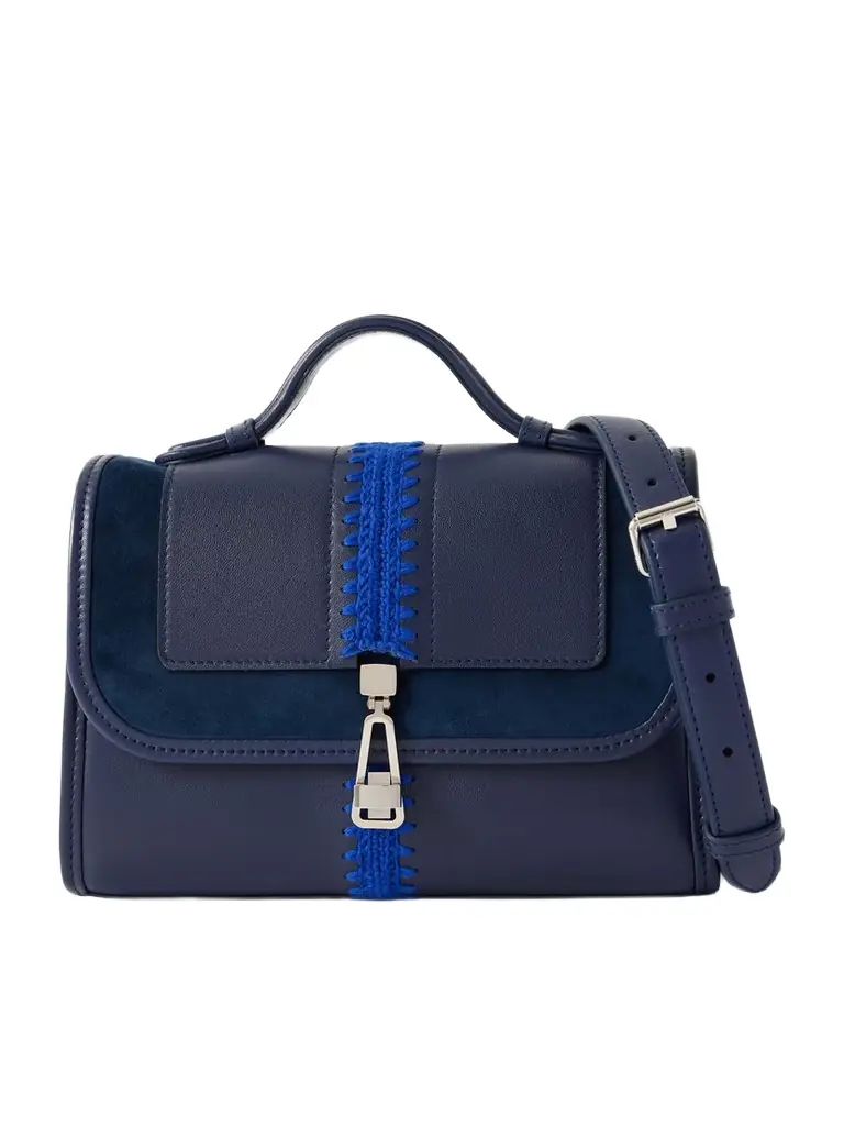 Gabriela Hearst Leonora Small Crochet And Suede-trimmed Leather Shoulder Bag