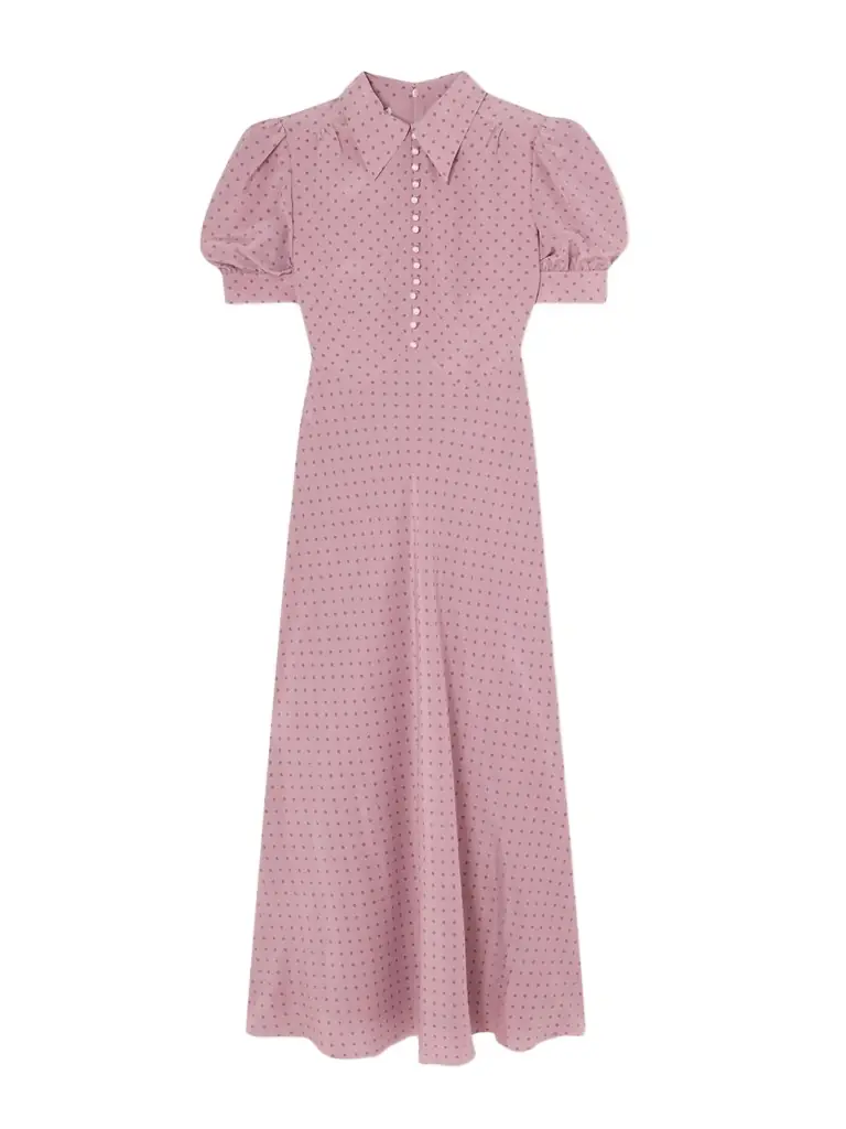 Alessandra Rich Embellished Polka-dot Silk Crepe De Chine Midi Dress