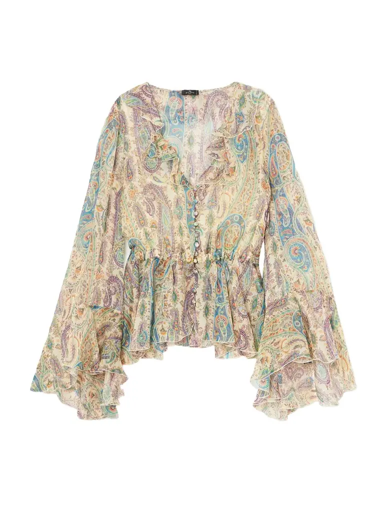 Etro Ruffled Paisley-print Silk-chiffon Peplum Blouse