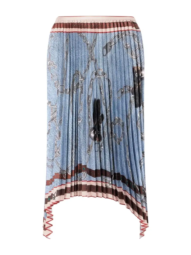 Acne Studios Pleated Printed Satin Midi Skirt
