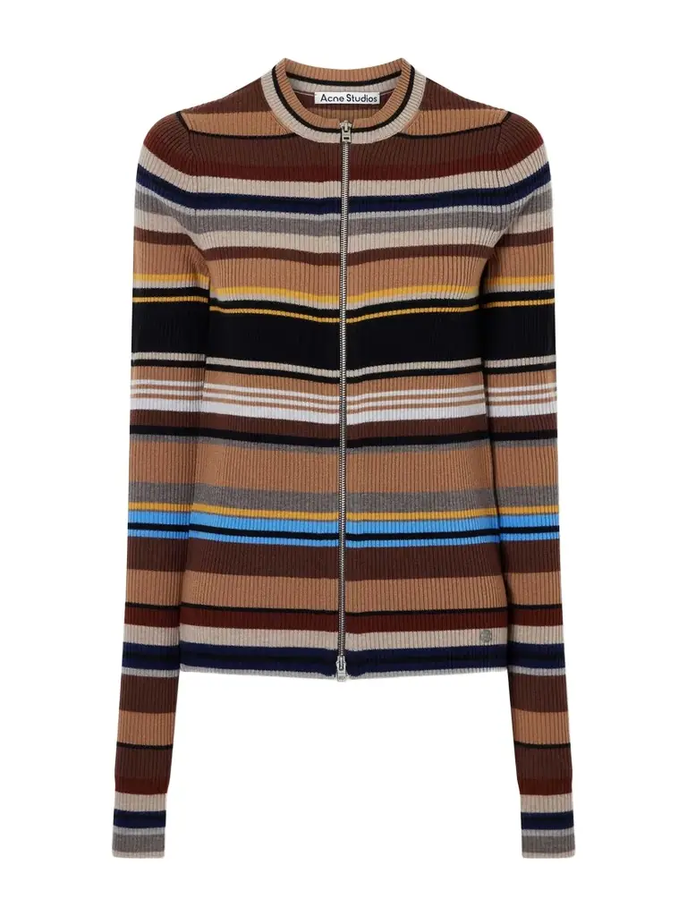 Acne Studios Striped Ribbed Wool Cardigan