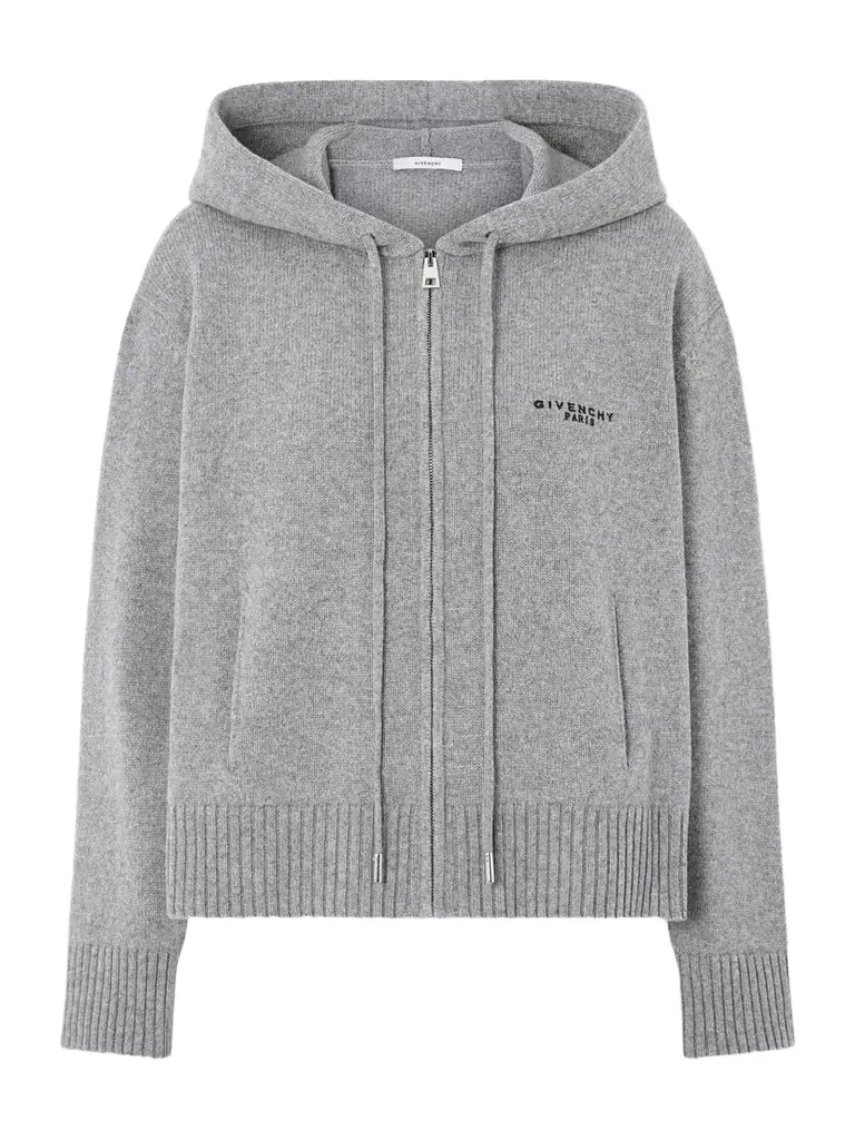 Givenchy Embroidered Wool And Cashmere-blend Zip-up Hooded Cardigan