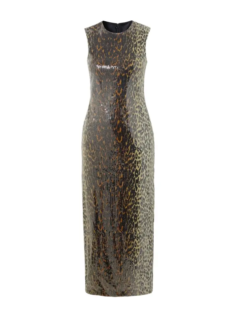 Alex Perry Leopard-print Sequined Stretch-mesh Midi Dress
