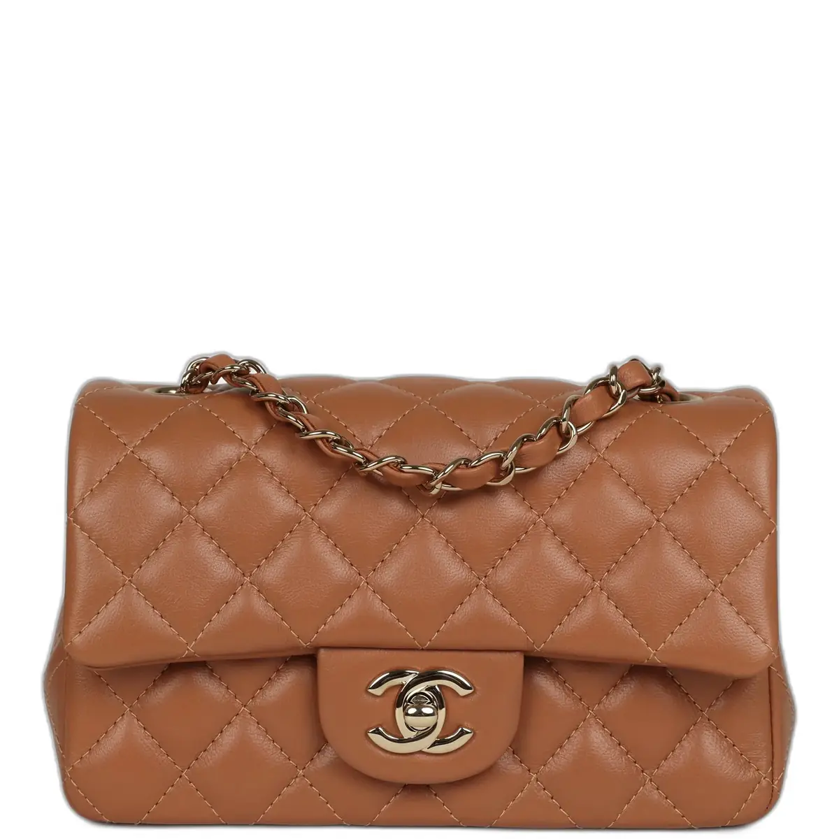 Chanel Chanel Mini Rectangular Flap Bag Caramel Lambskin Light Gold Hardware