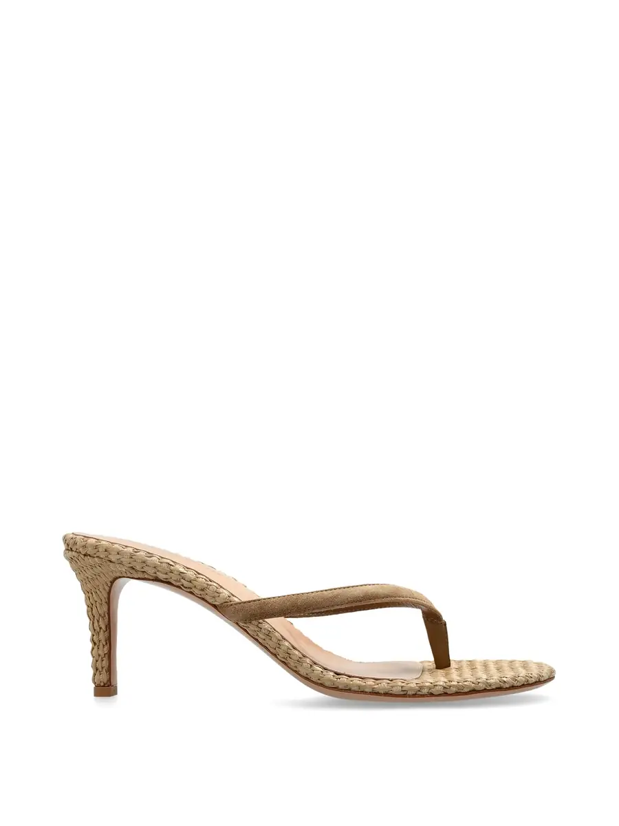 Gianvito Rossi Calypso Suede and Raffia Thong Mules