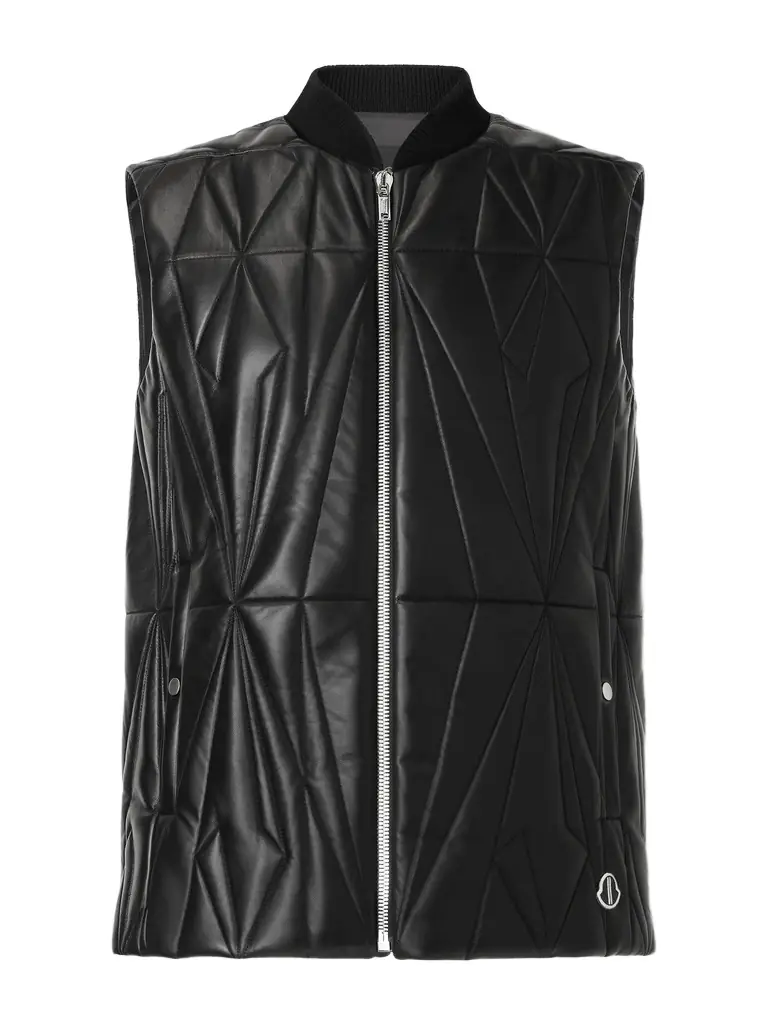 Rick Owens Moncler Logo-Appliquéd Quilted Leather Gilet - Men