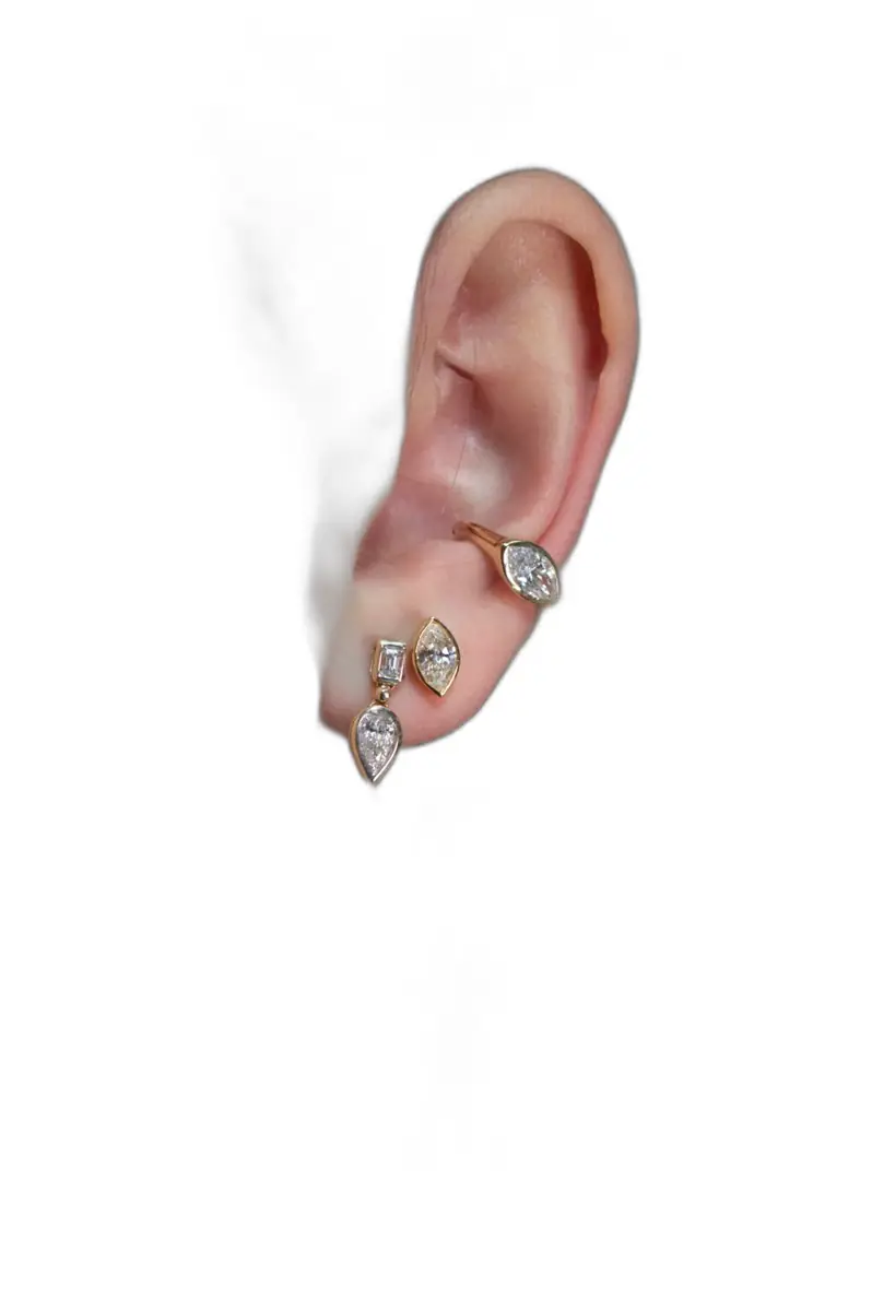 Wish Fine Jewelry 1.00ct Lab Diamond 14K Gold Marquise Ear Cuff