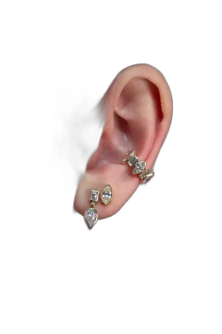 Wish Fine Jewelry 1.30ct Lab Diamond 14K Gold Marquise Ear Cuff