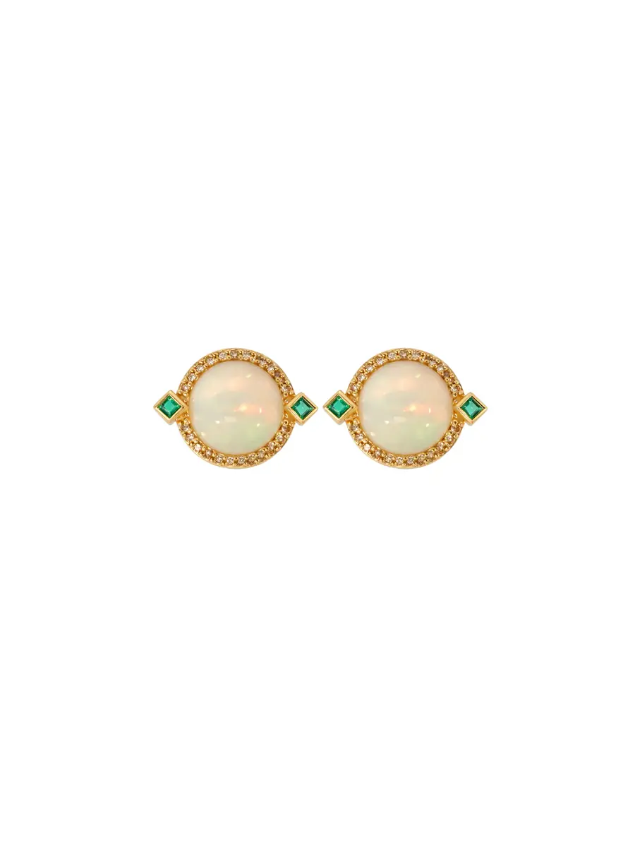 Wish Fine Jewelry 6.062ct Opal Diamond 18K Gold Statement Earrings