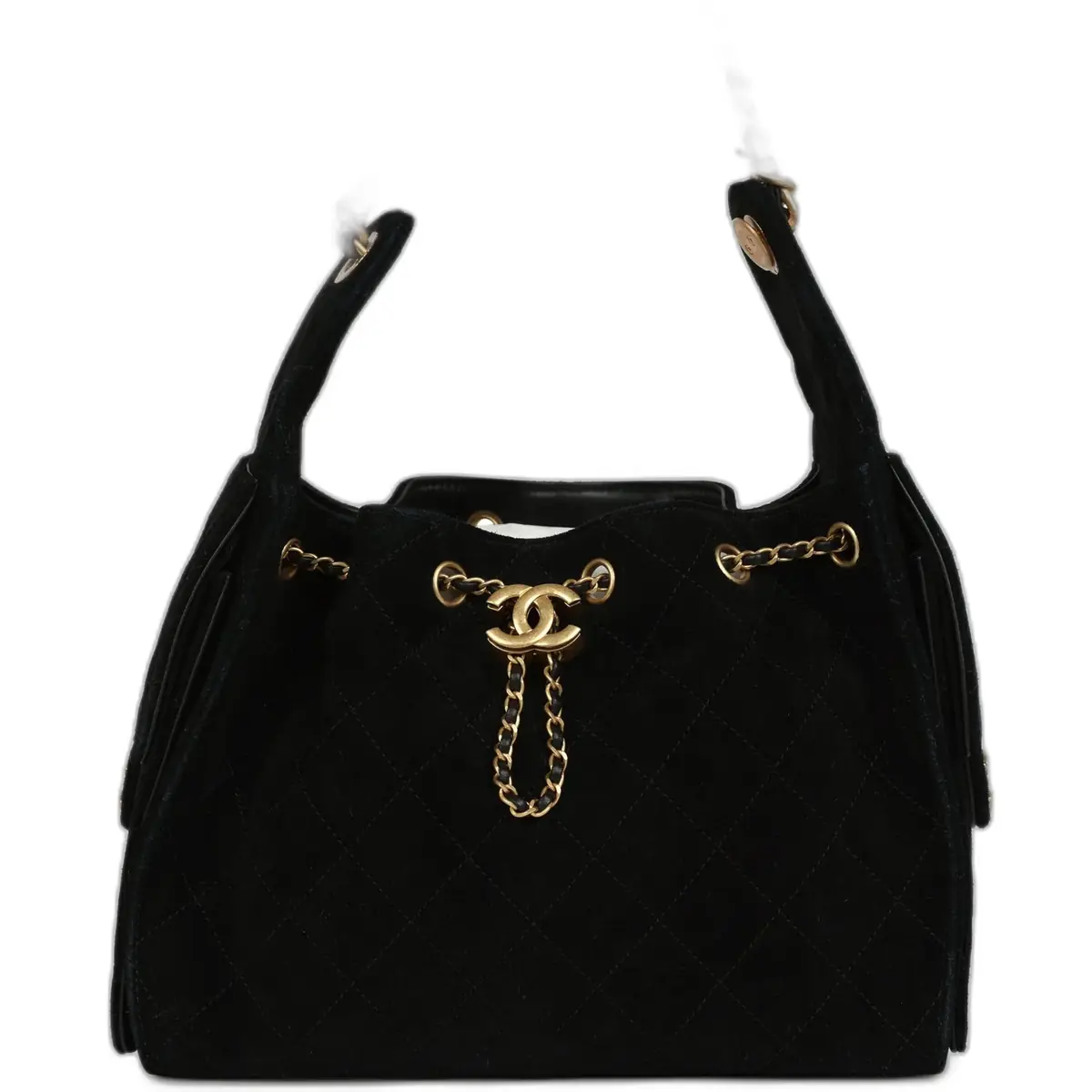 Chanel Chanel Small 25 Hobo Bag Black Suede Antique Gold Hardware - Women's Bags