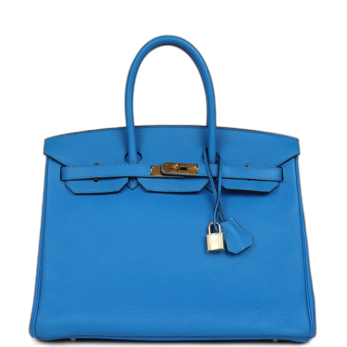 hermes Pre-owned Hermes Birkin 35 Bleu Hydra Clemence Gold Hardware
