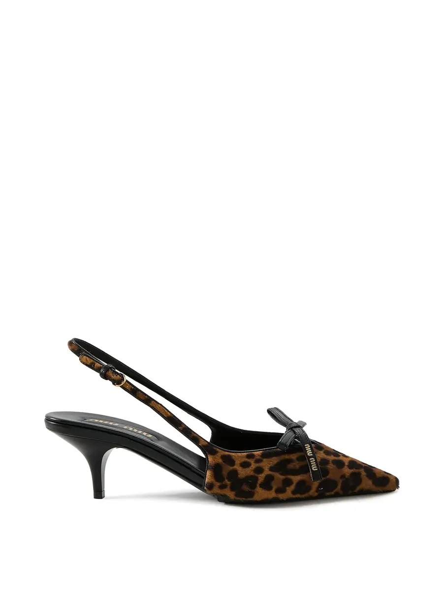 Miu Miu Leopard Haircalf Slingback Kitten Heels