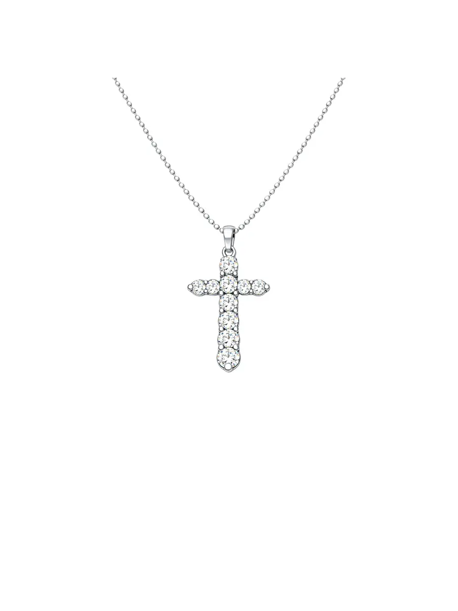 Wish Fine Jewelry 0.50ct Diamond Platinum Pave Cross Necklace