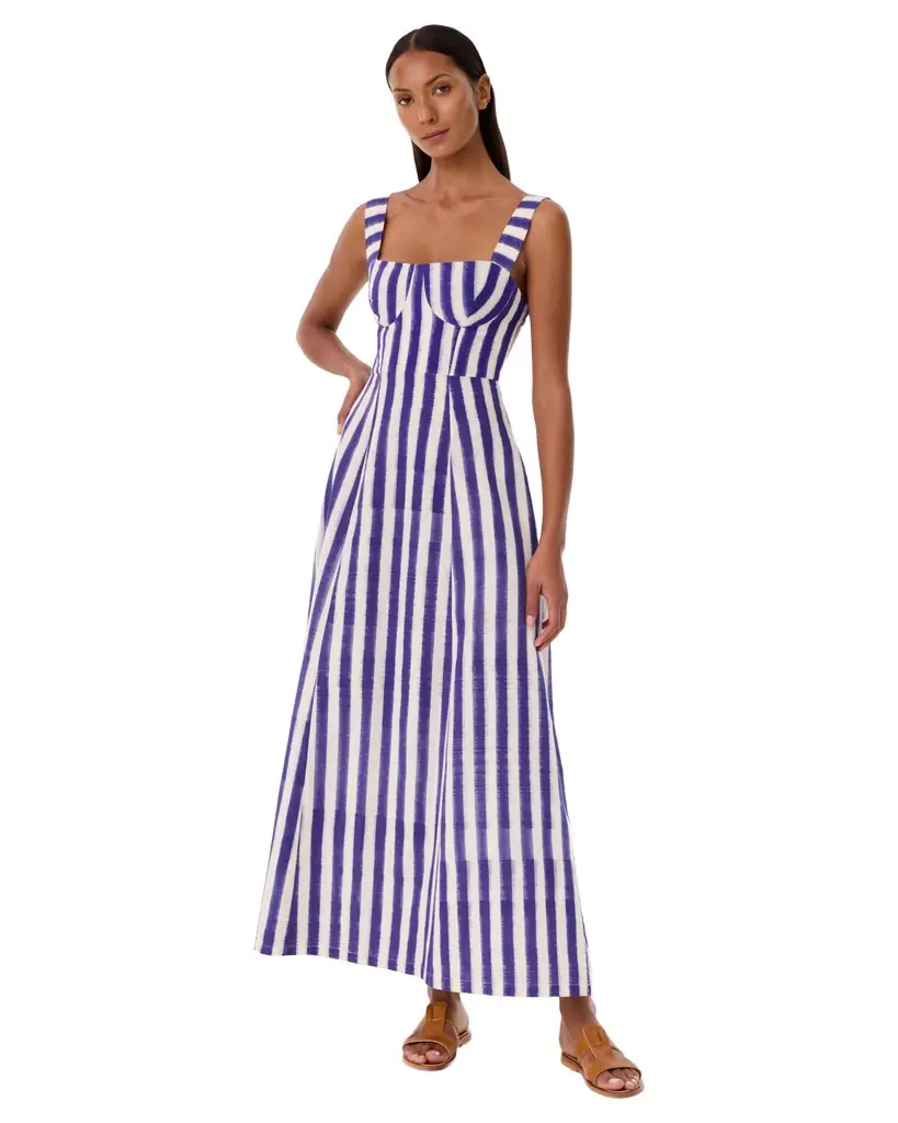 Emporio Sirenuse Azzurra Dress in Ikat Stripes