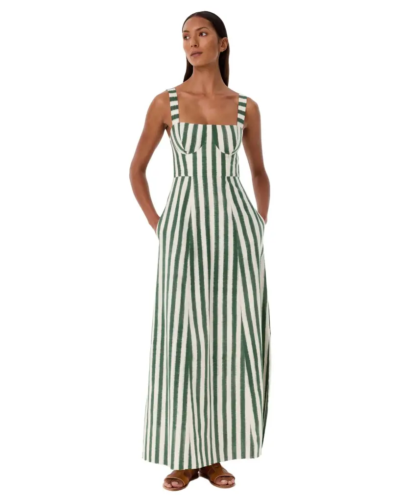 Emporio Sirenuse Azzurra Dress in Ikat Stripes