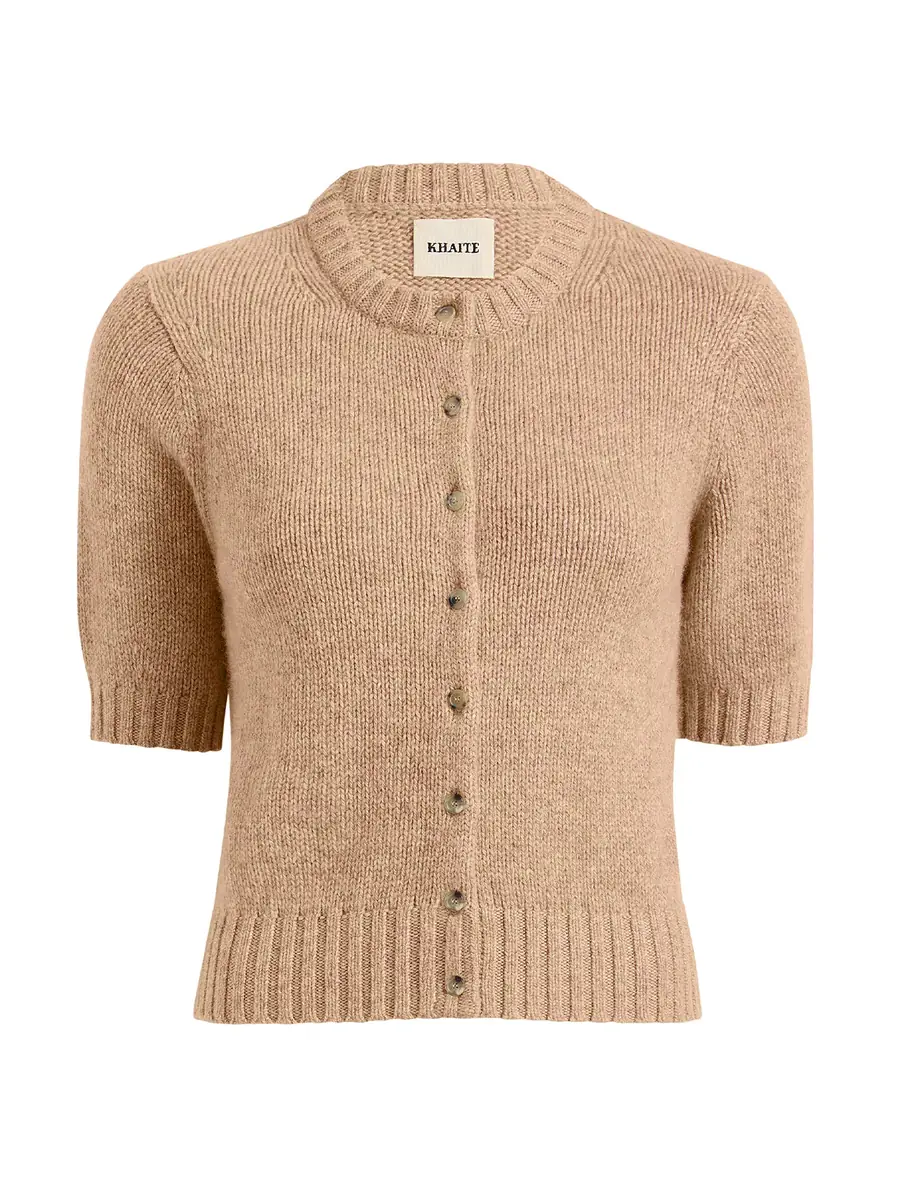 Khaite Nora Short-Sleeve Cashmere Cardigan