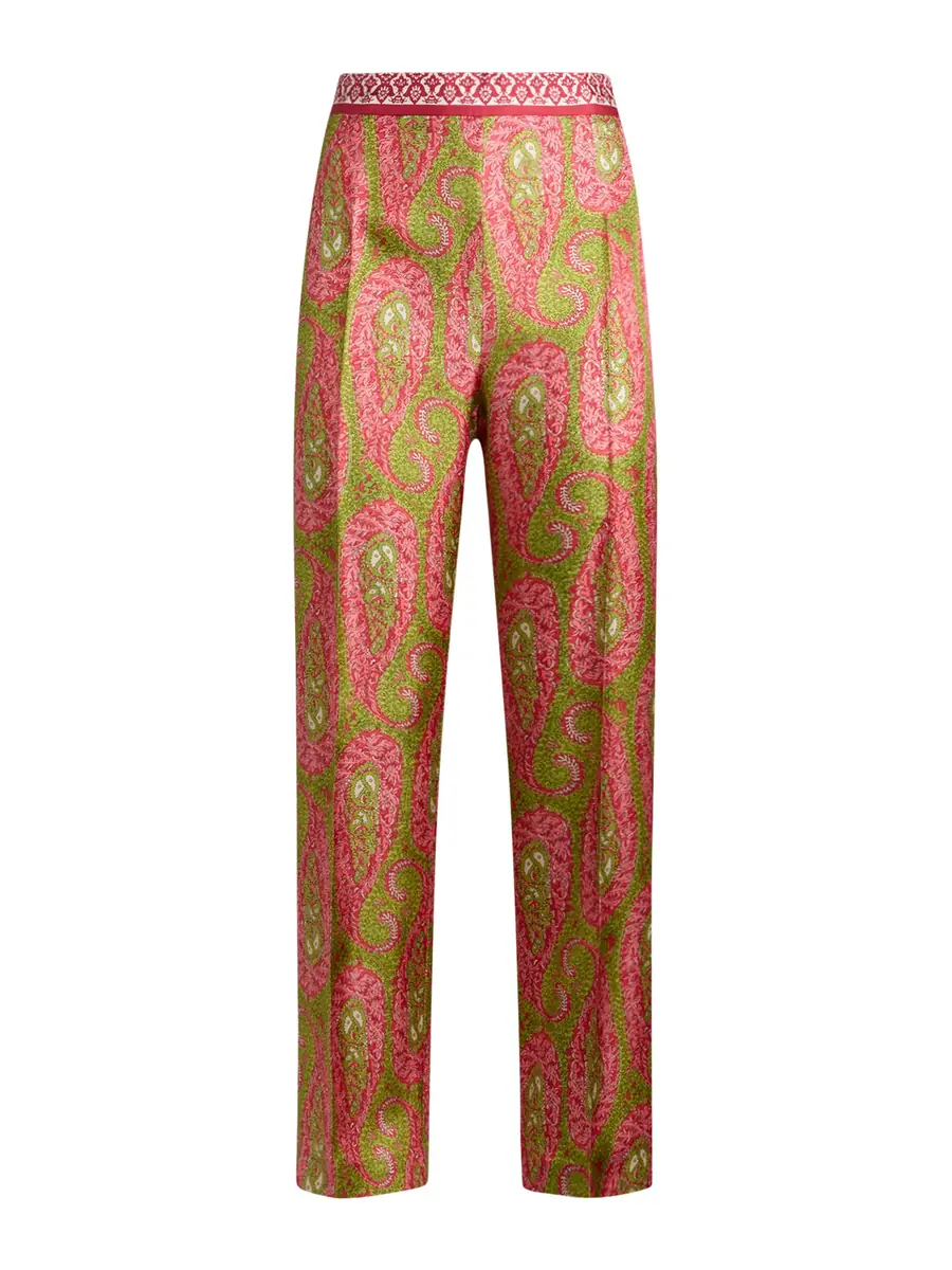 Etro Paisley Satin Bootcut Trousers