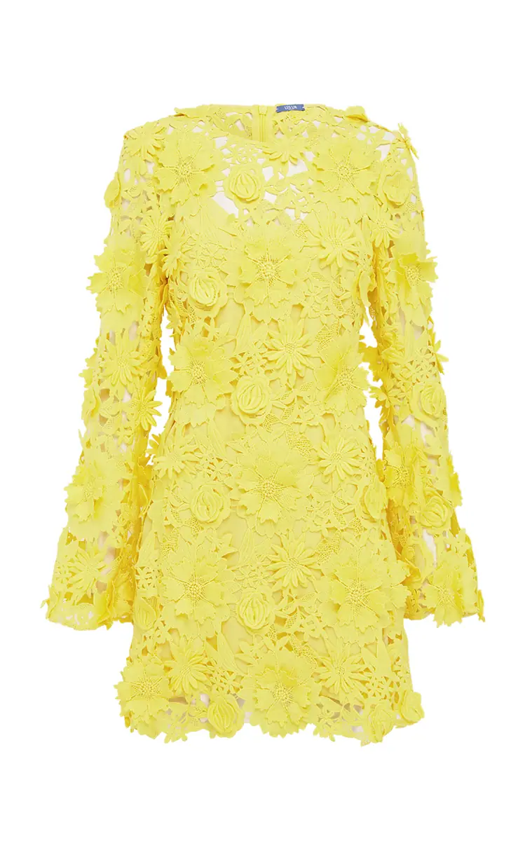 Leo Lin Suzanne Lace Bell Sleeve Mini Dress