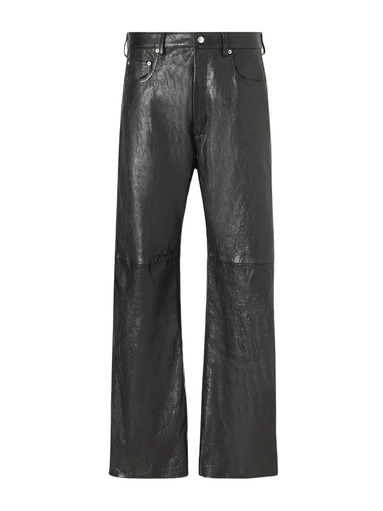 Rick Owens Geth Wide-Leg Full-Grain Leather Trousers - Men