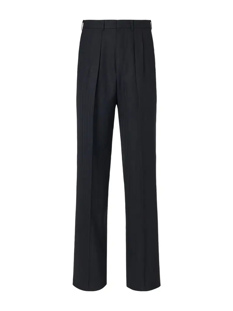 Tom Ford Straight-Leg Pleated Striped Grain de Poudre Wool Trousers - Men