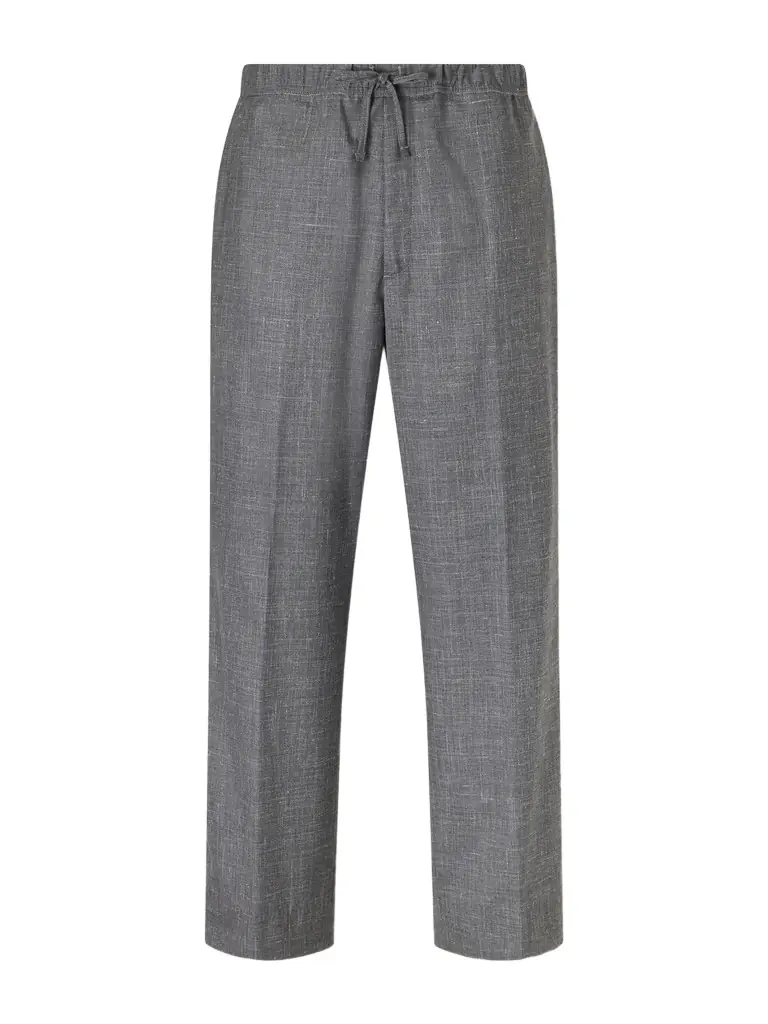 OFFICINE GÉNÉRALE Nilson Straight-Leg Virgin Wool, Silk and Linen-Blend Drawstring Trousers - Men