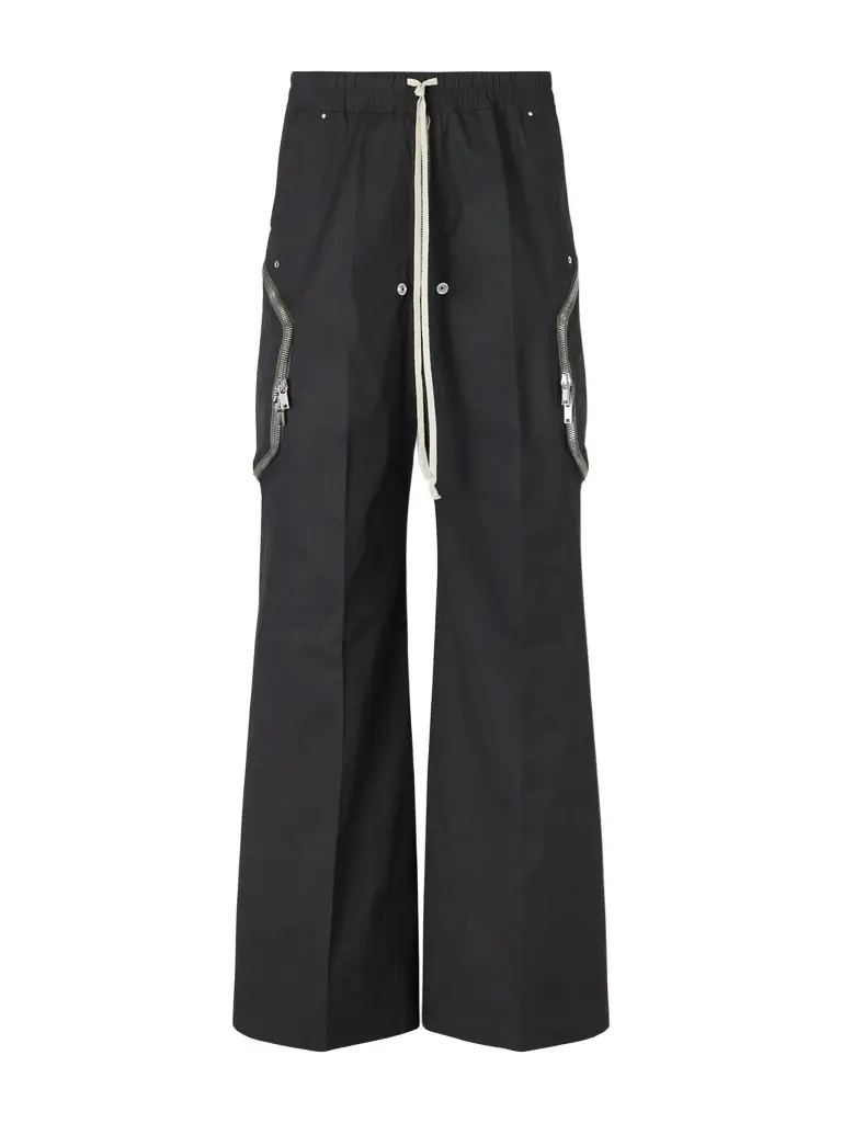 Rick Owens Heizer Belas Wide-Leg Cotton-Blend Poplin Drawstring Cargo Trousers - Men