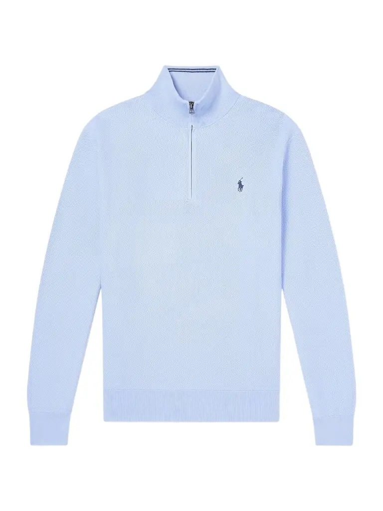 Polo Ralph Lauren Logo-Embroidered Cotton-Piqué Half-Zip Sweater - Men