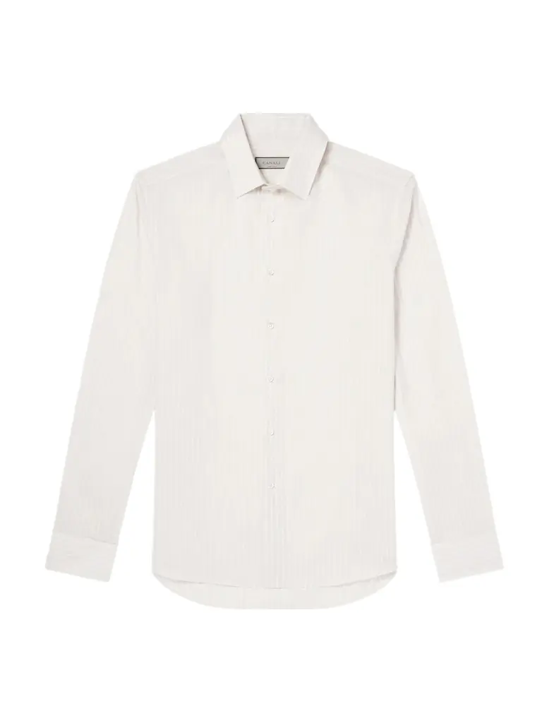 Canali Slim-Fit Striped Cotton and Linen-Blend Shirt - Men