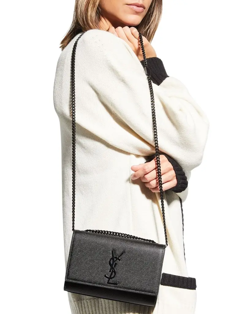 Saint Laurent Kate Small YSL Crossbody Bag in Grained Leather