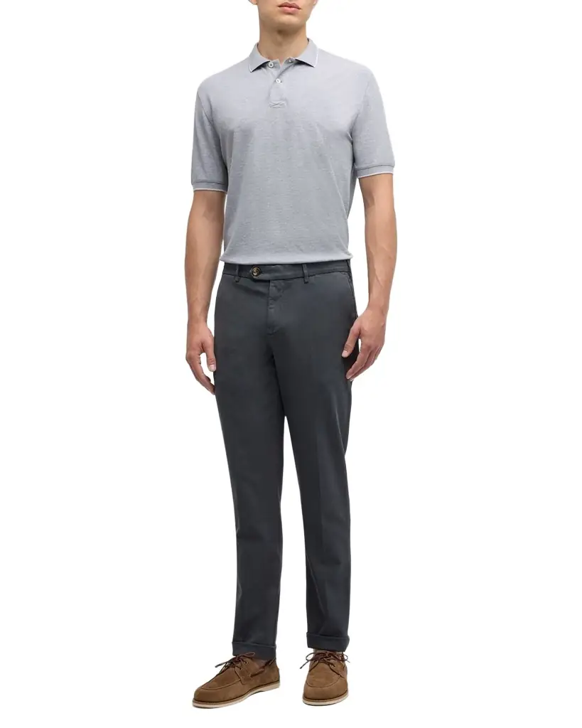 Brunello Cucinelli Men 's Solid Pique Polo Shirt