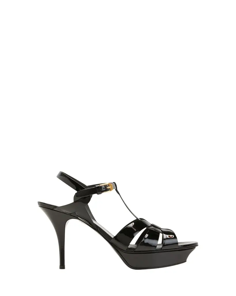Saint Laurent Tribute Patent Sandals, 4" Heel