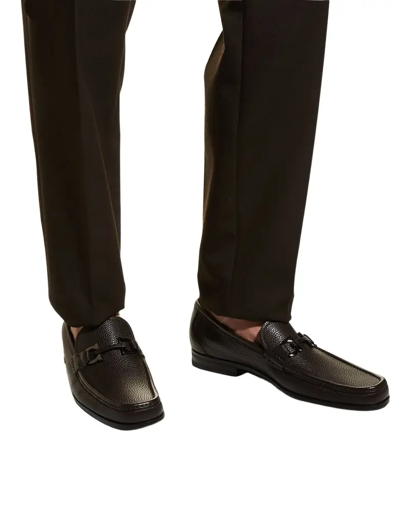 Ferragamo Men's Grandioso Grained Calfskin Gancini Loafer