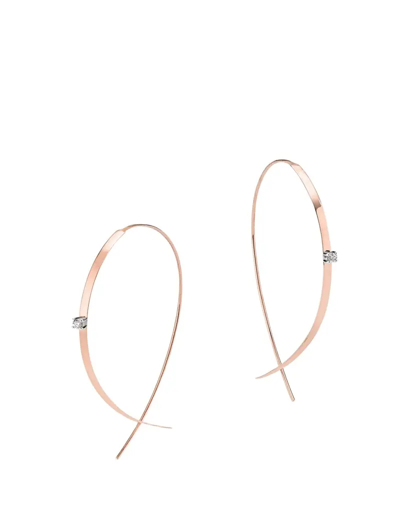 Lana 14K Gold Small Flat Diamond Hoop Earrings