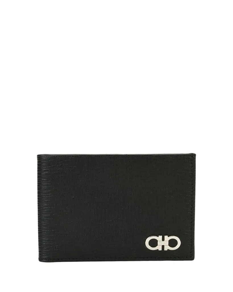 Ferragamo Men's Revival Gancini Bi-Fold Leather Wallet, Black/Red