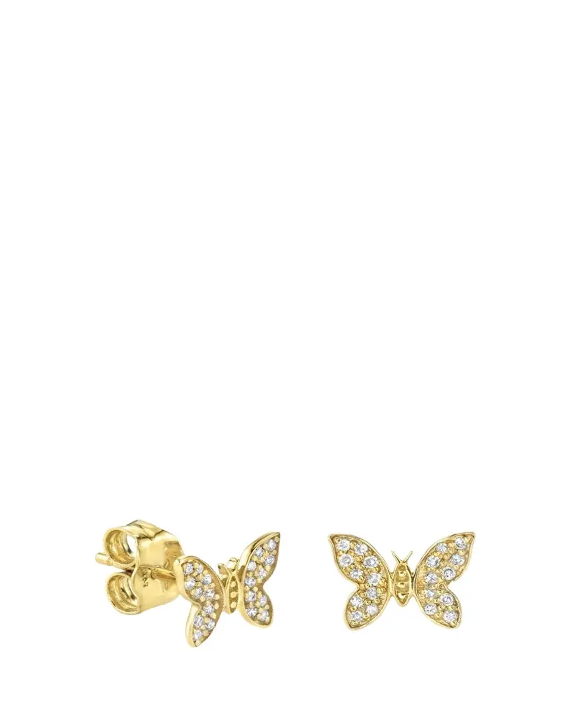 Sydney Evan 14k Diamond Tiny Butterfly Stud Earring, Single