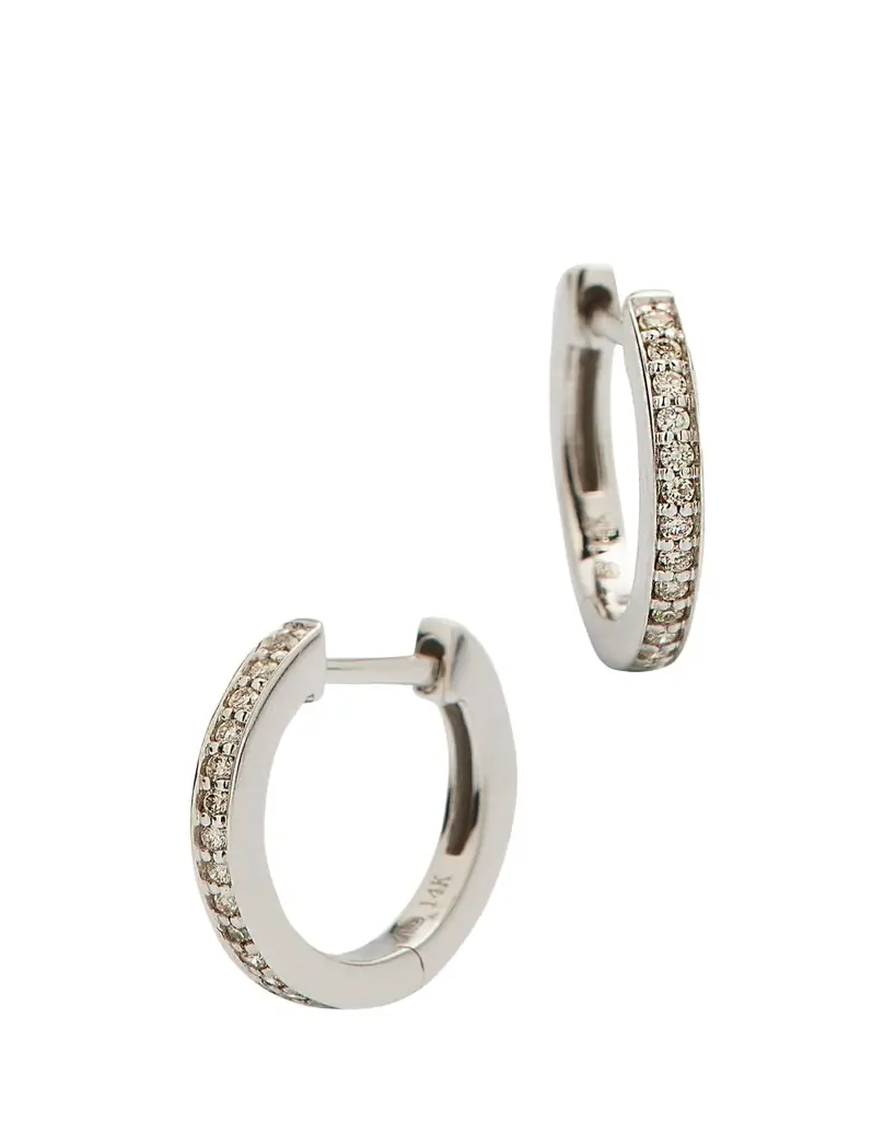Sydney Evan 14k White Gold Diamond Huggie Hoop Earrings