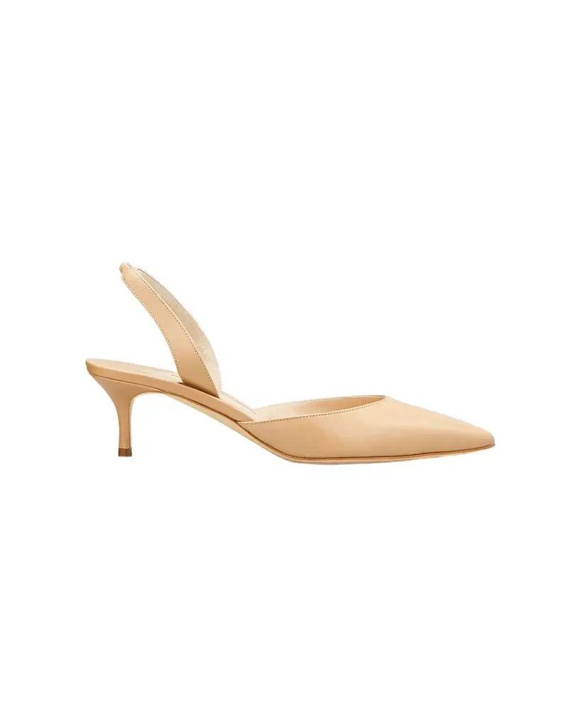 Manolo Blahnik Carolyne Leather Low-Heel Slingback Pump