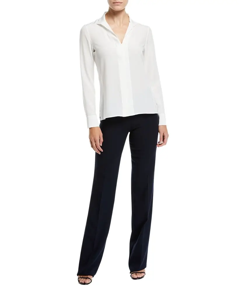 Akris Carole Straight-Leg Wool Double-Face Pants