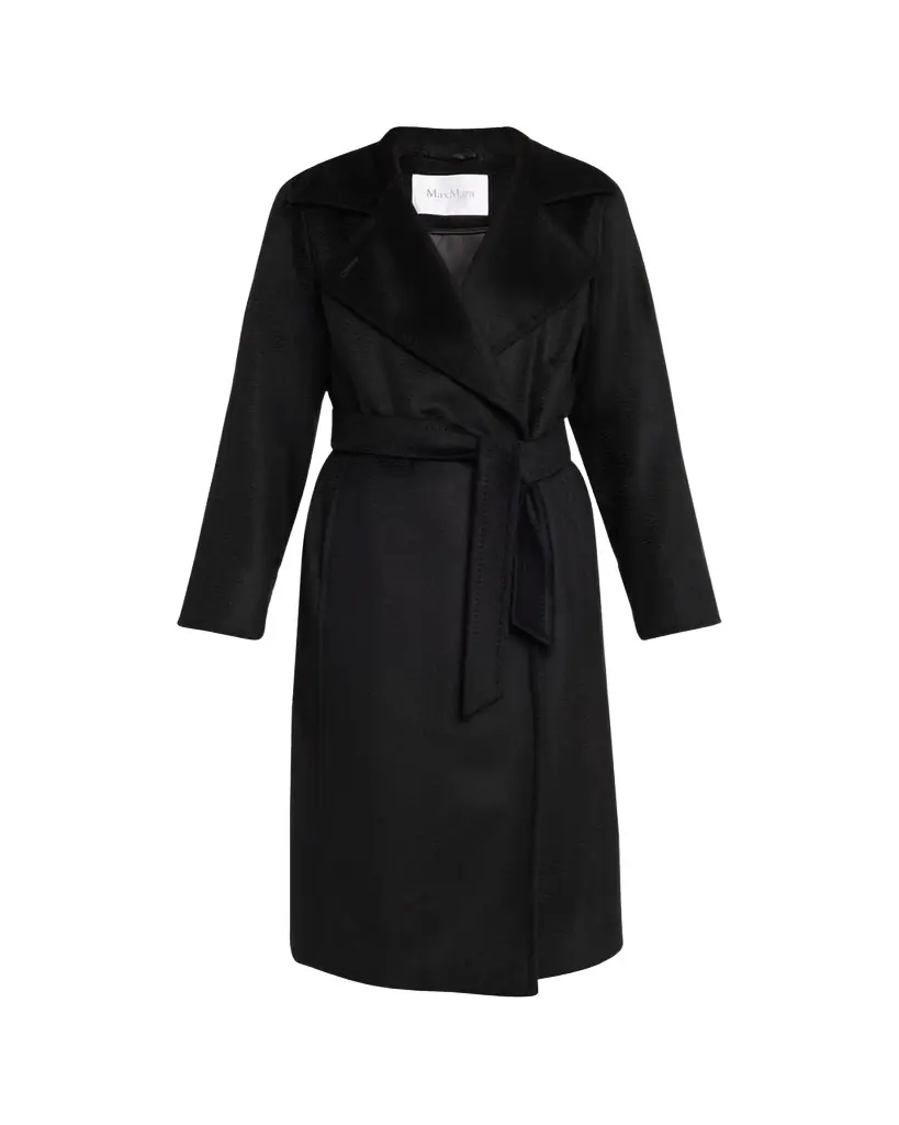 Max Mara Manuela Belted Camel Hair Coat, Black