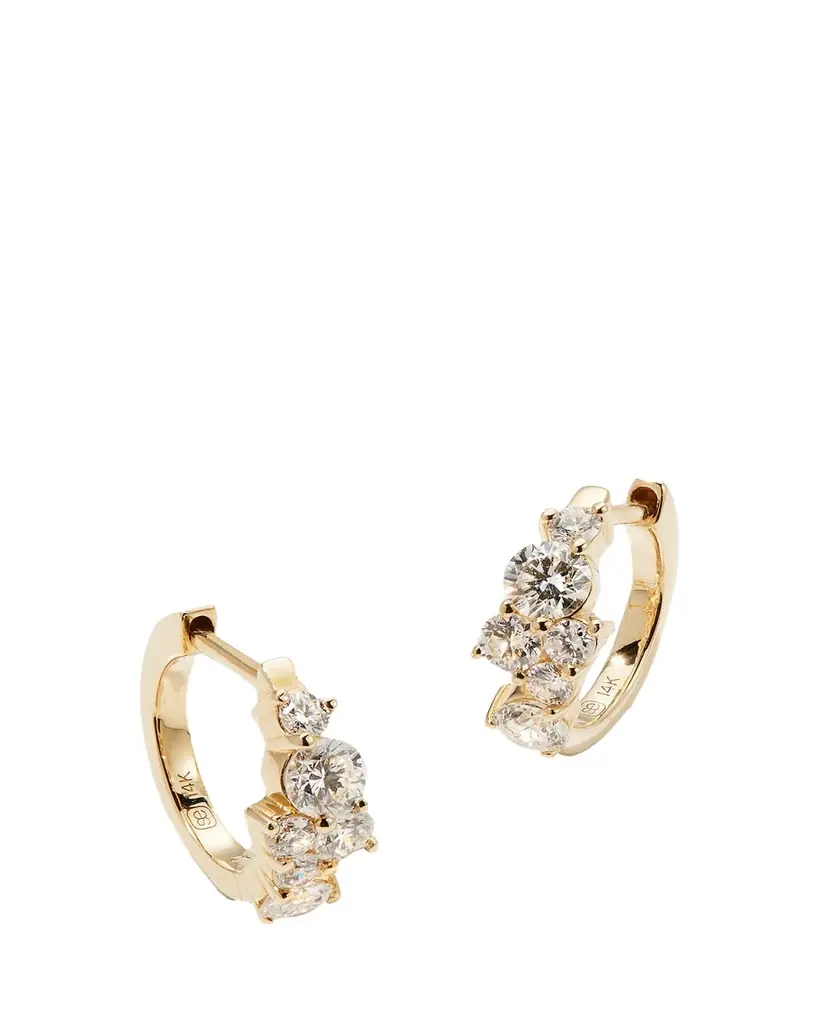 Sydney Evan Cocktail 14k Gold Diamond Huggie Hoop Earrings