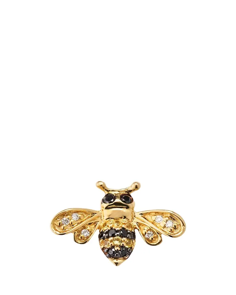 Sydney Evan 14k Gold Diamond & Sapphire Bee Stud Earring (Single)