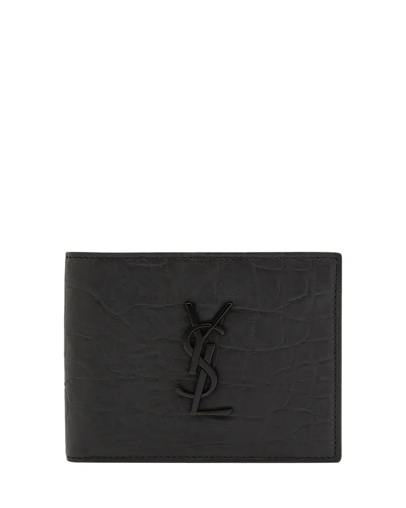 Saint Laurent Men's Tonal Monogram Leather Bifold Wallet