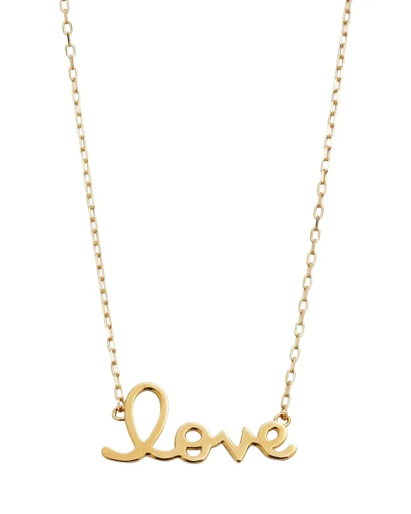 Sydney Evan 14K Yellow Gold Pure Love Script Necklace