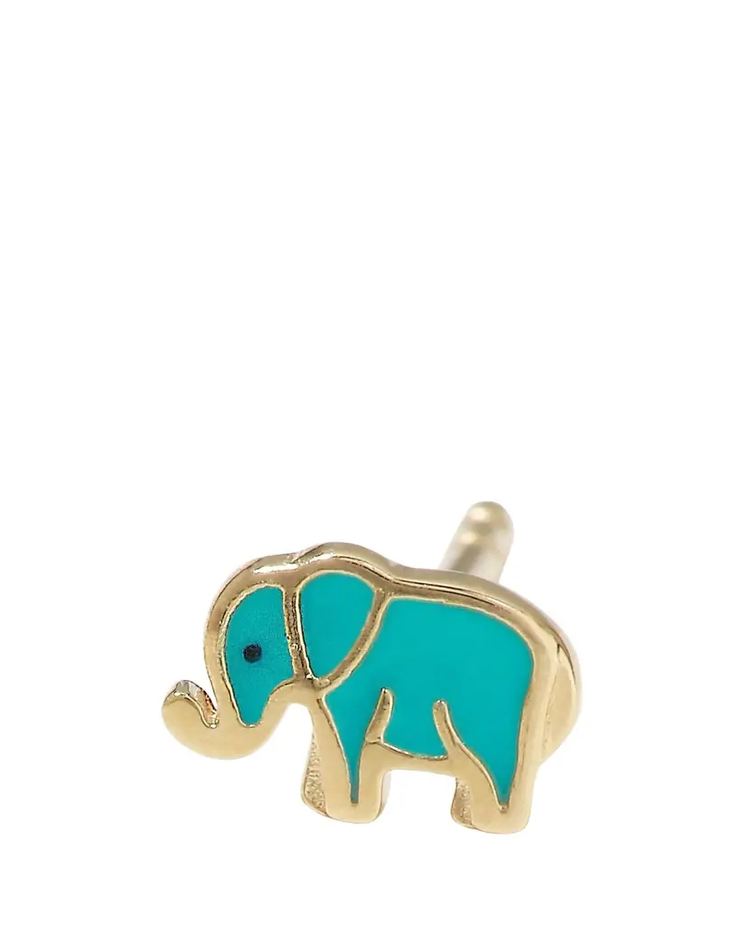 Sydney Evan 14k Mini Elephant Enamel Single Stud Earring