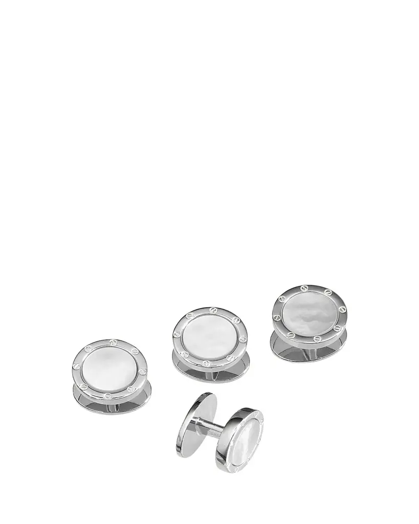 Jan Leslie Men's Round Mother-of-Pearl Screw Shirt Studs